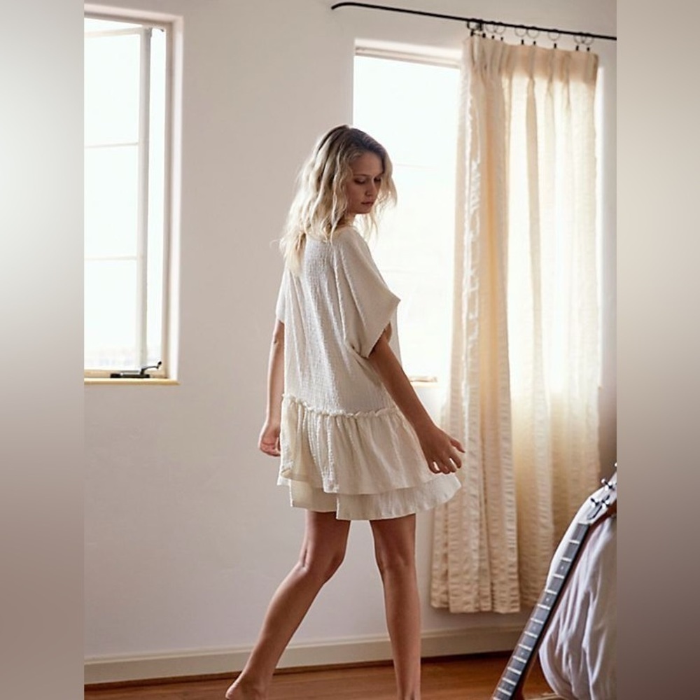 Free People Cream Tiered Midi Dress